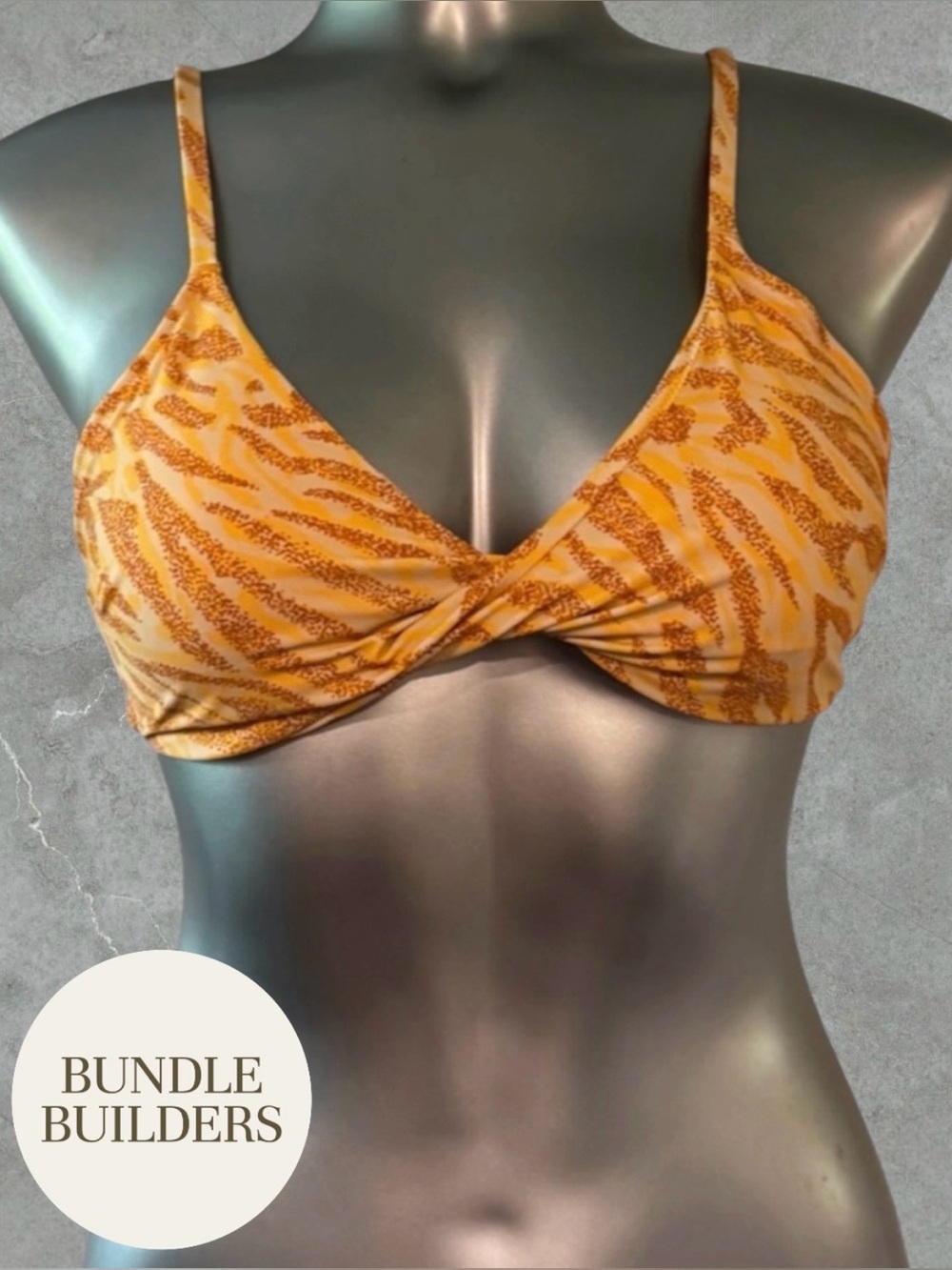 $10 Add-on | Tiger-Print Twist Front Bikini Top
